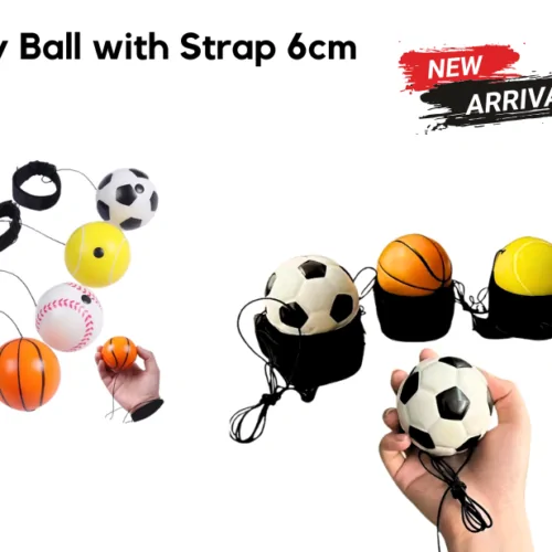 BOUNCY BALL WITH STRAP 6CM